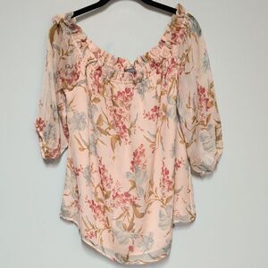 Vince Camuto Pink Floral Off-Shoulder Blouse